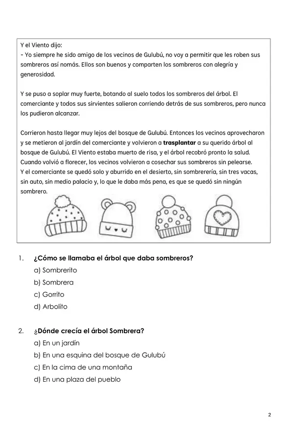 Evaluación Comprensión de lectura