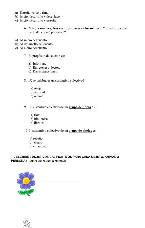 Prueba de Lenguaje y Comunicación 3° básico
