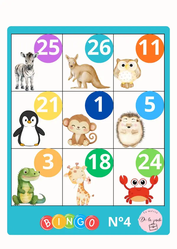Bingo de Animales y Números – Juego Didáctico Imprimible