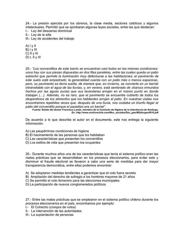 Evaluacion de Historia y Geografia 6 Basico: la profundizacion de la democracia