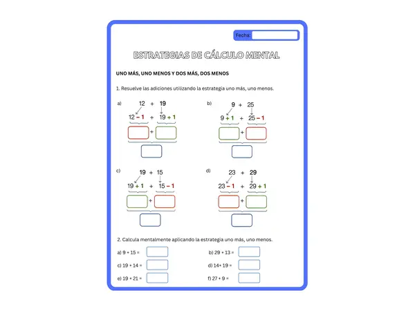 2° básico - Ficha de aprendizaje "Estrategias de cálculo mental"