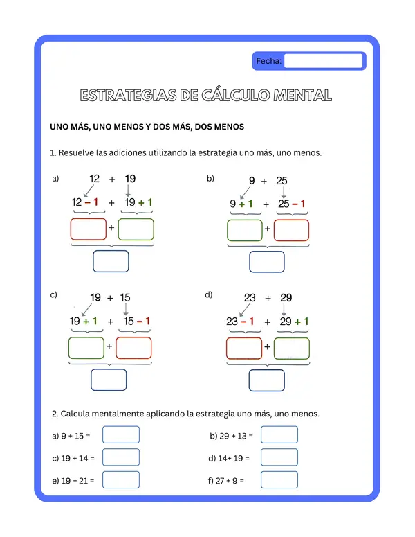 2° básico - Ficha de aprendizaje "Estrategias de cálculo mental"
