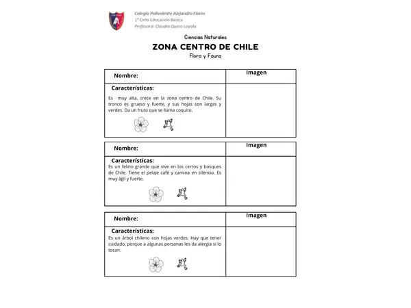 Diccionario de flora y fauna zona central