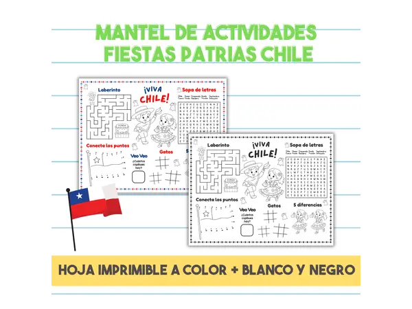 GRATIS Mantel de Actividades Fiestas Patrias Chile Imprimible