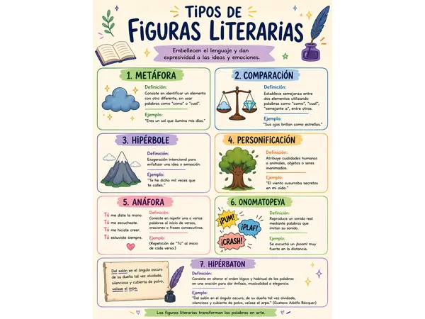 Cartel Educativo sobre Figuras Literarias