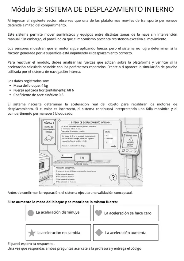 Scape room Fuerza y Segunda Ley de Newton