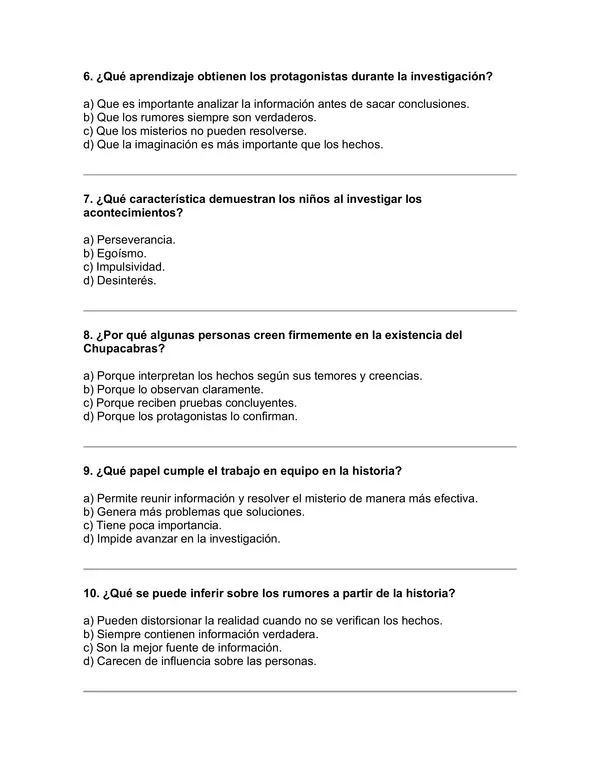 Prueba del libro "EL CHUPACABRAS DE PIRQUE" (PEPE PELAYO) 5° básico