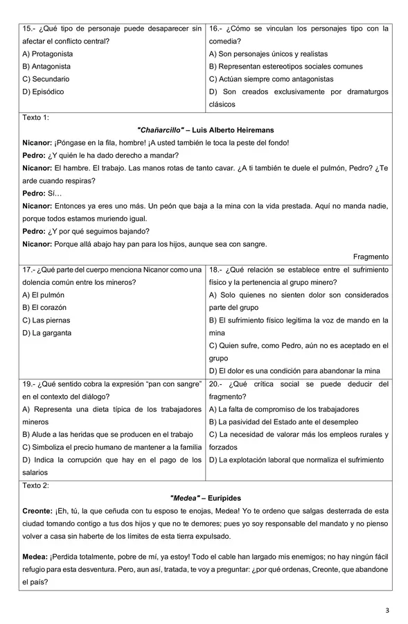 Evaluación Género dramático 1°Medio
