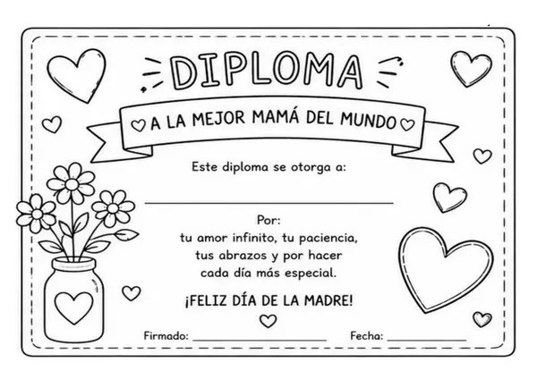 DIPLOMAS DÍA DE LA MADRE PARA DECORAR 