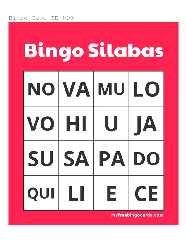 ¡Bingo de Sílabas! Aprendemos Jugando