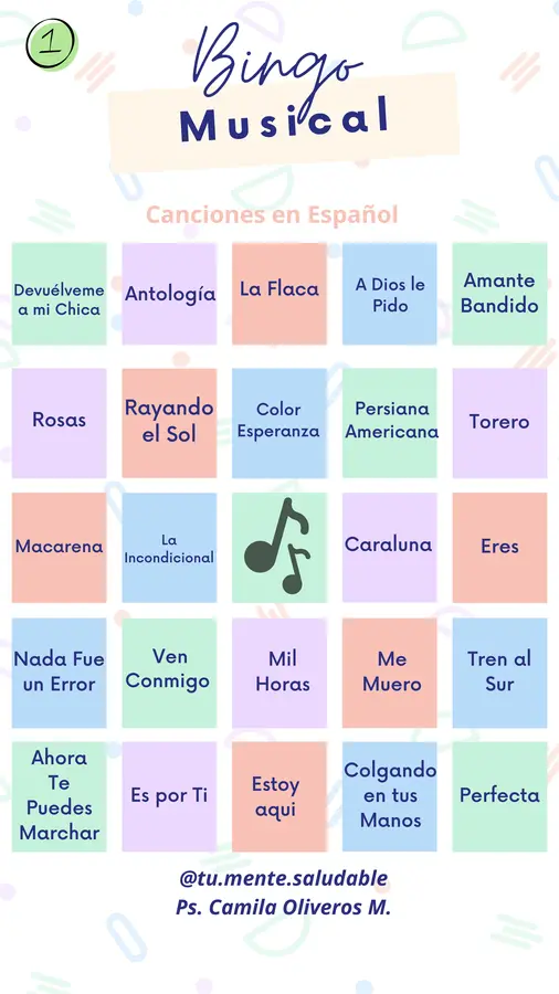 Bingo musical español