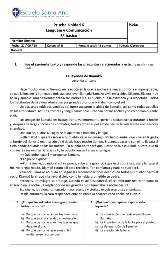 Prueba Leyenda, Pronombre personales y MP MB