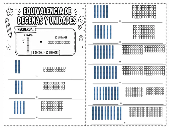 Equivalencia de decenas y unidades  2 basico