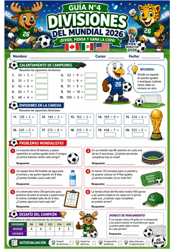 GUÍA N.°4: DIVISIONES DEL MUNDIAL 2026
