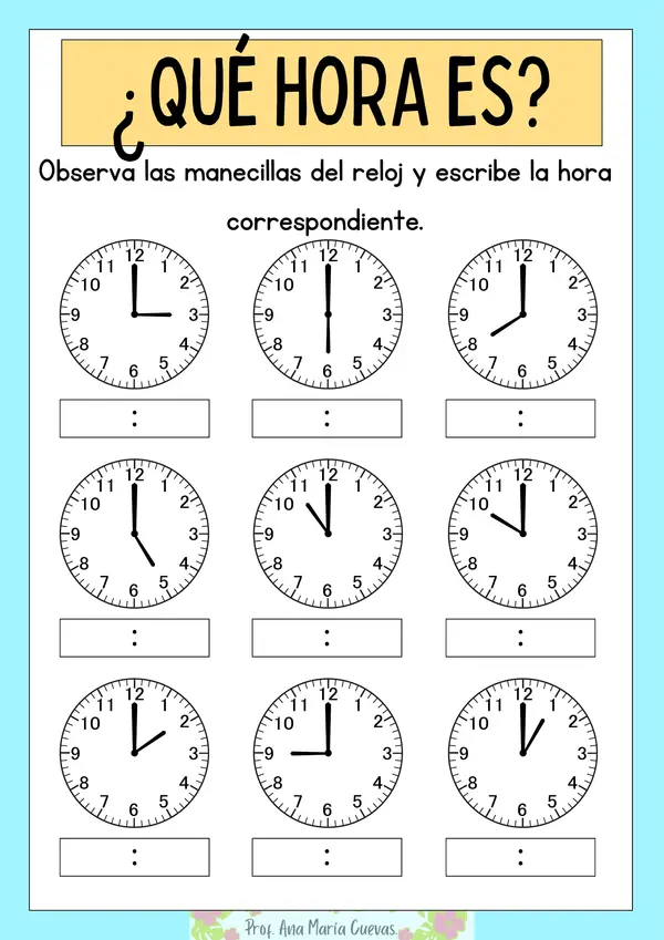 Guía hora análoga