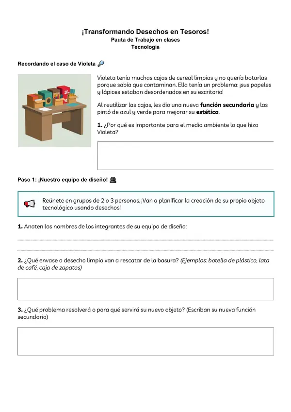 Planificación de elaboración de un Objeto tecnológico.
