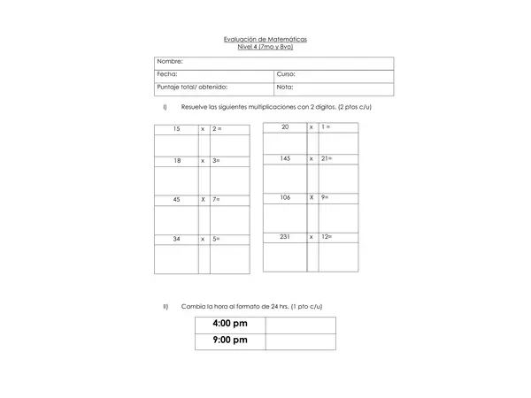 Evaluacion operaciones basicas y la hora