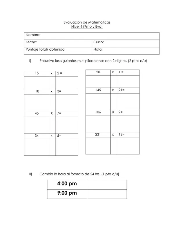 Evaluacion operaciones basicas y la hora