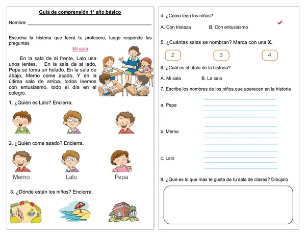 Guía de comprensión 1° año básico 