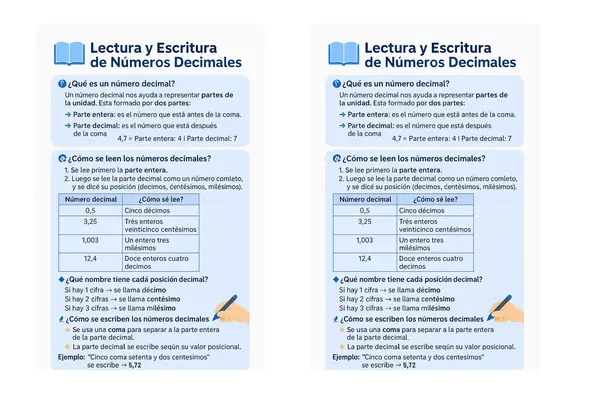 lectura y escritura de números decimales 