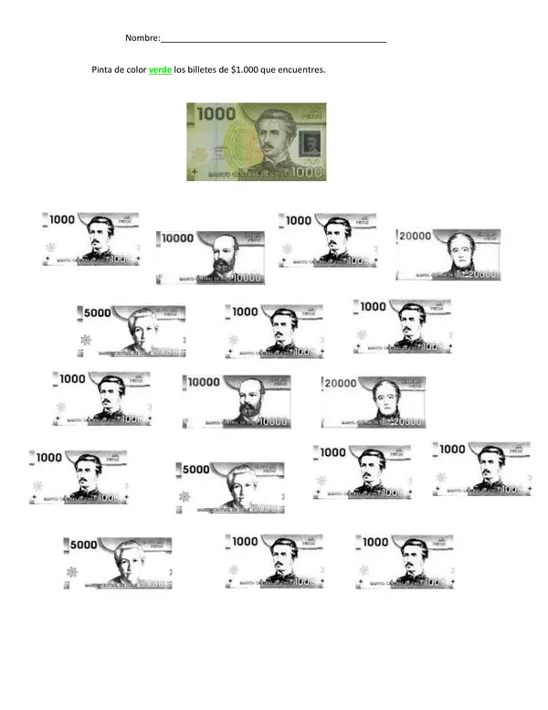 Actividad con billetes chilenos