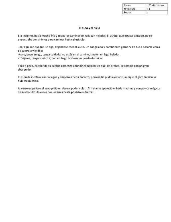 Plan Lector 6° Básico: Textos y Actividades de Comprensión Lectora