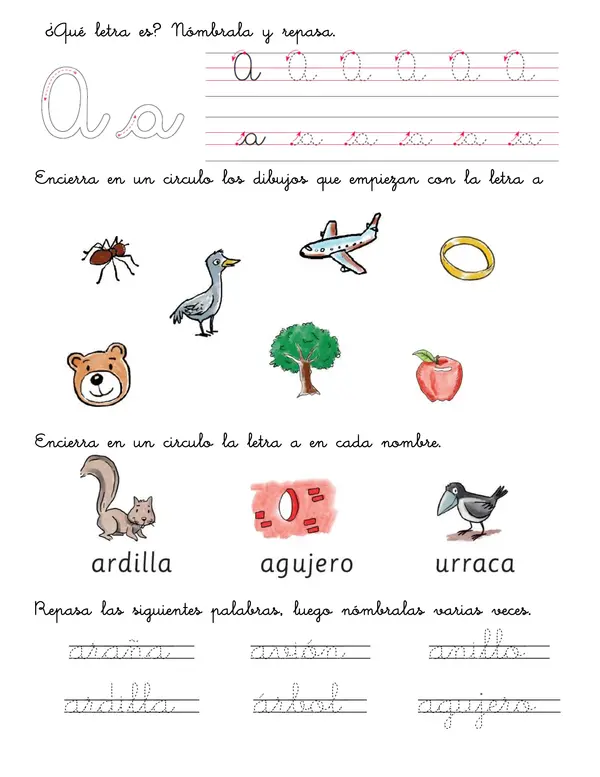 guía de trabajo con las vocales 