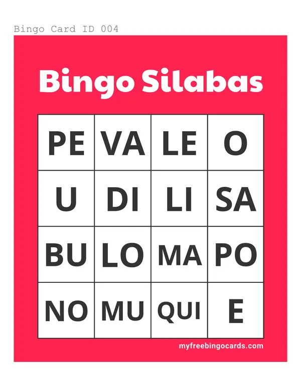 ¡Bingo de Sílabas! Aprendemos Jugando