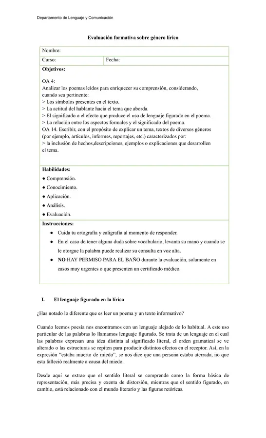 Figuras literarias y lenguaje figurado | Recurso listo para usar