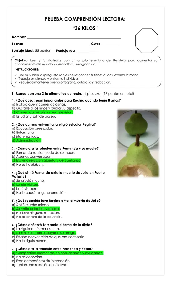 Prueba Lectura - 36 kilos