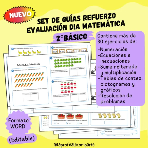 GUÍAS PARA REFUERZO EVALUACIÓN DIA MATEMÁTICA 2° básico