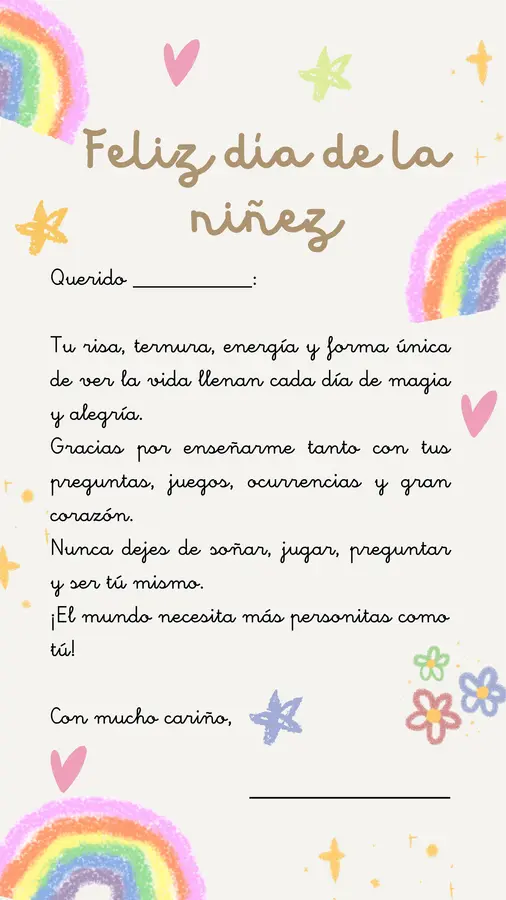 Tarjeta día de la niñez 