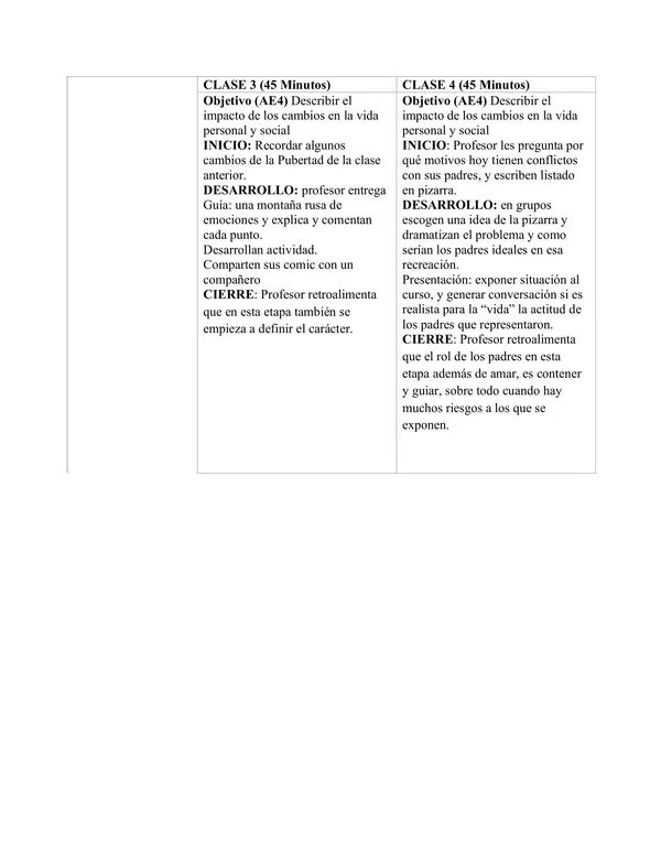 Planificación Clase a Clase: Junio | Orientación Cuarto Básico