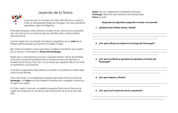 5° LEYENDA "LA TIRANA DEL TAMARUGAL" 