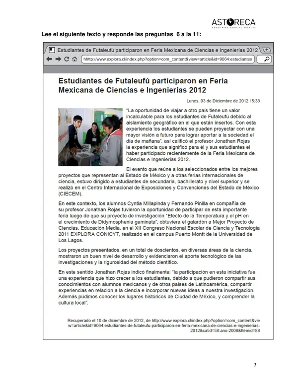Ensayo Simce 6°to Básico - Lenguaje y Comunicación