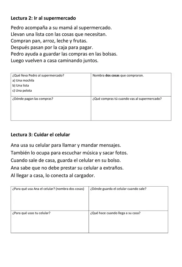 Comprensión lectora 1° y 2° básico