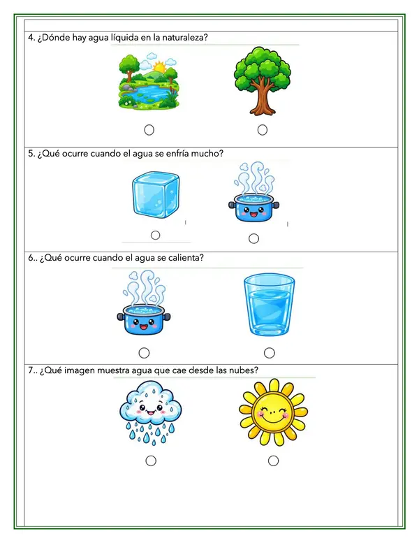 evaluacion  adaptada ciclos del agua