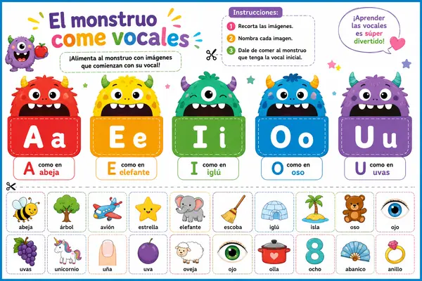 El Monstruo Come Vocales - Juego de conciencia fonológica