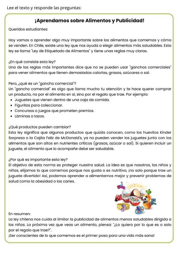 Alimentación Equilibrada, Ciencias Naturales