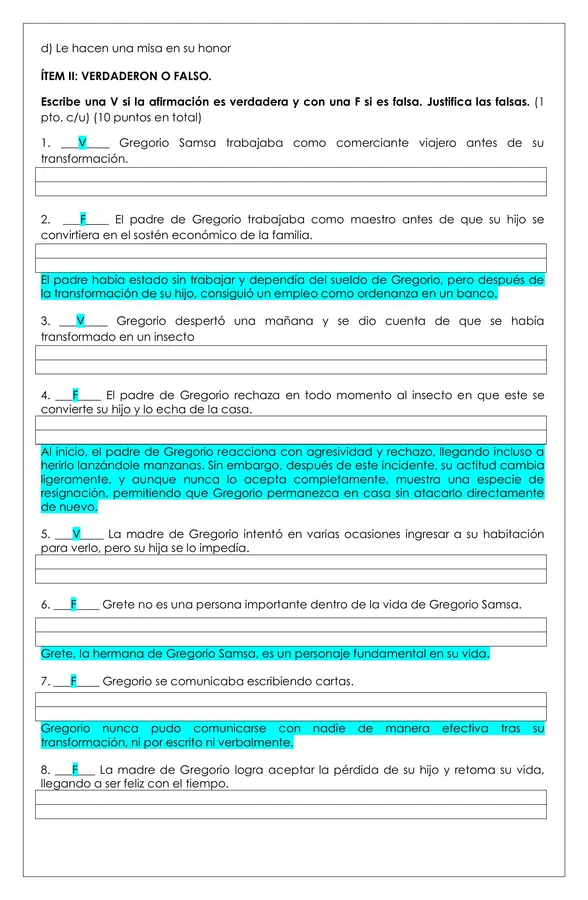 Prueba Lectura - Metamorfosis