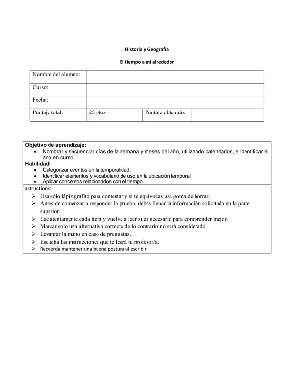 Evaluación de historia Temporalidad