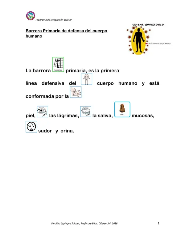 Barreras primarias de defensa del cuerpo humano"