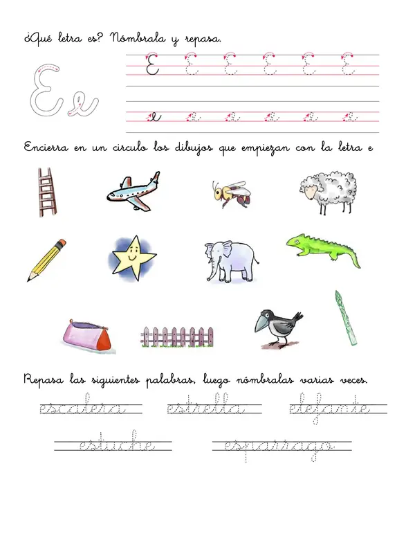 guía de trabajo con las vocales 