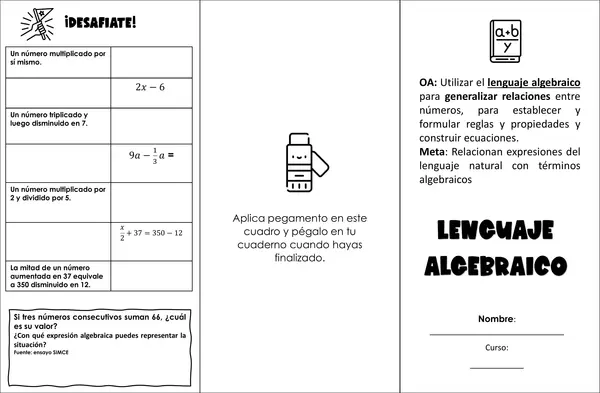 TRIPTICO LENGUAJE ALGEBRAICO
