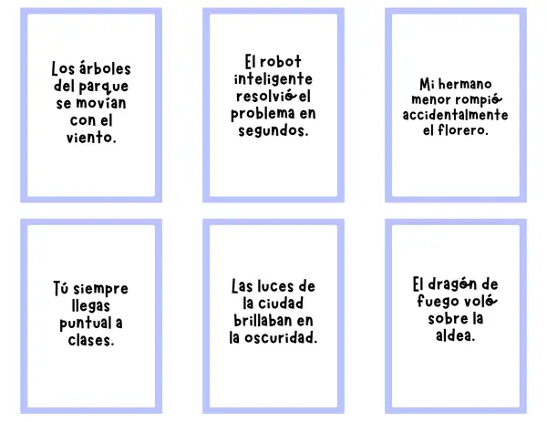 Juego de cartas - Carta palabra - Sujeto y predicado