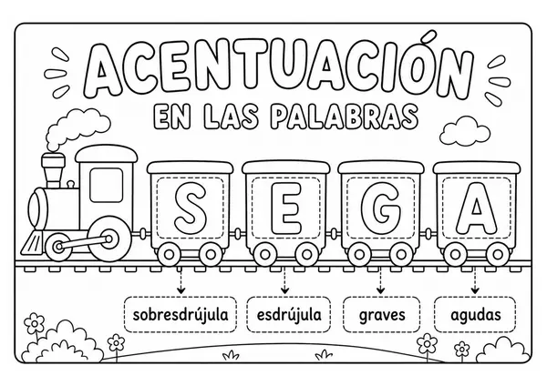 SEGA "Acentuación en las palabras" para colorear