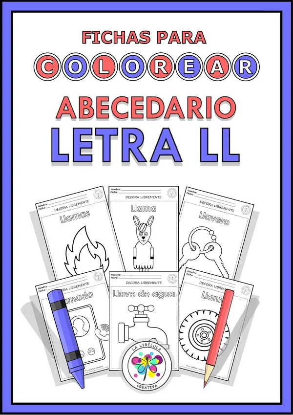 Fichas para colorear Objetos Letra Ll NO PREP color