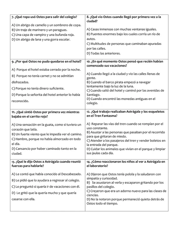 Prueba lectura complementaria "Un esqueleto en vacaciones" 