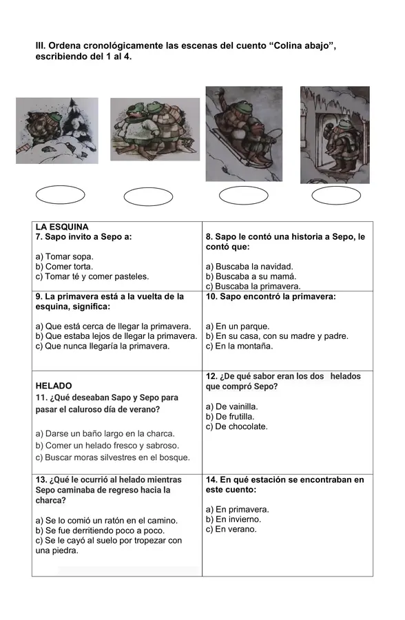 Evaluación "Sapo y Sepo, un año entero"