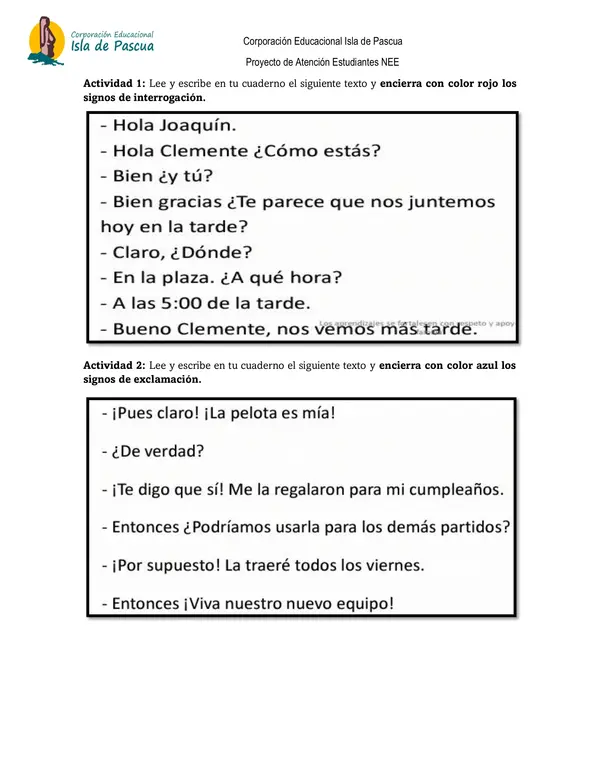 Guía Signos de interrogación y exclamación